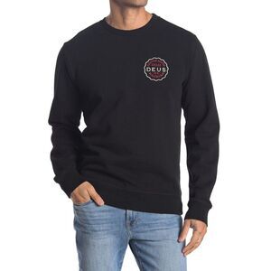 Deus Mens Venice Address Crewneck Sweatshirt X-Small Black NWT $155